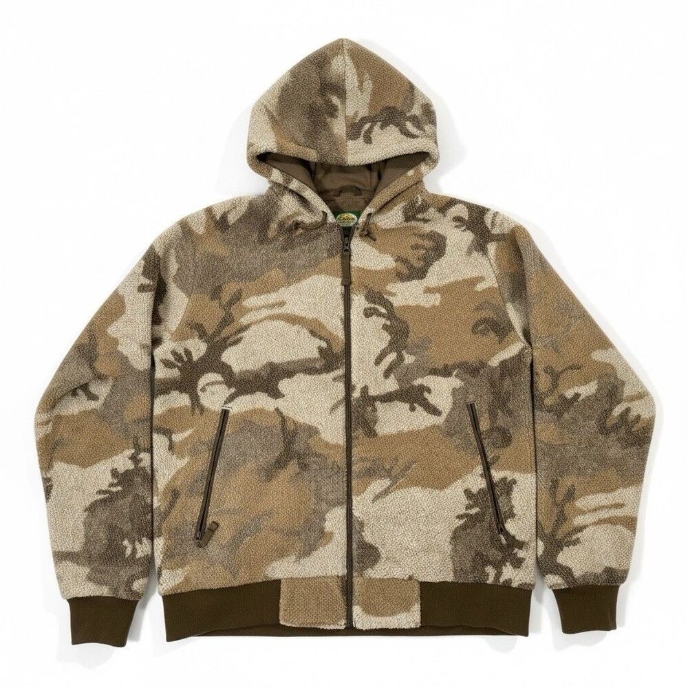 Cabela's Men's Berber Fleece Windshear High Plains Camo Hooded Zip Jacket Size L